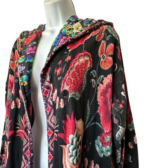 Johnny Was Floral Multicolor Patterned Long Sleeve Hooded Cardigan Sweater M - Picture 12 of 15